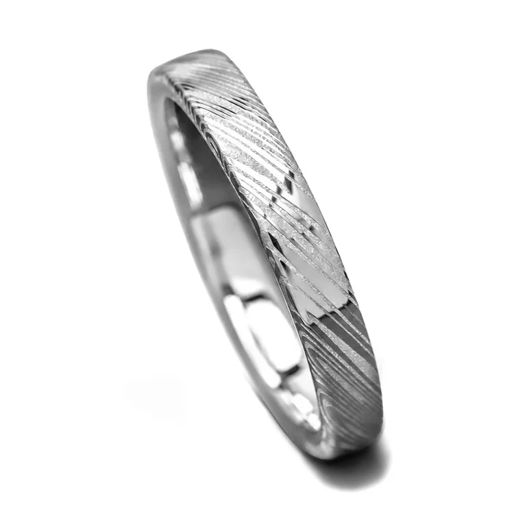 Heimskringla Wedding Band with 10KW Inner Sleeve, 4mm Custom Flat Profile, Polished Finish on White Background, Free Engraving Available