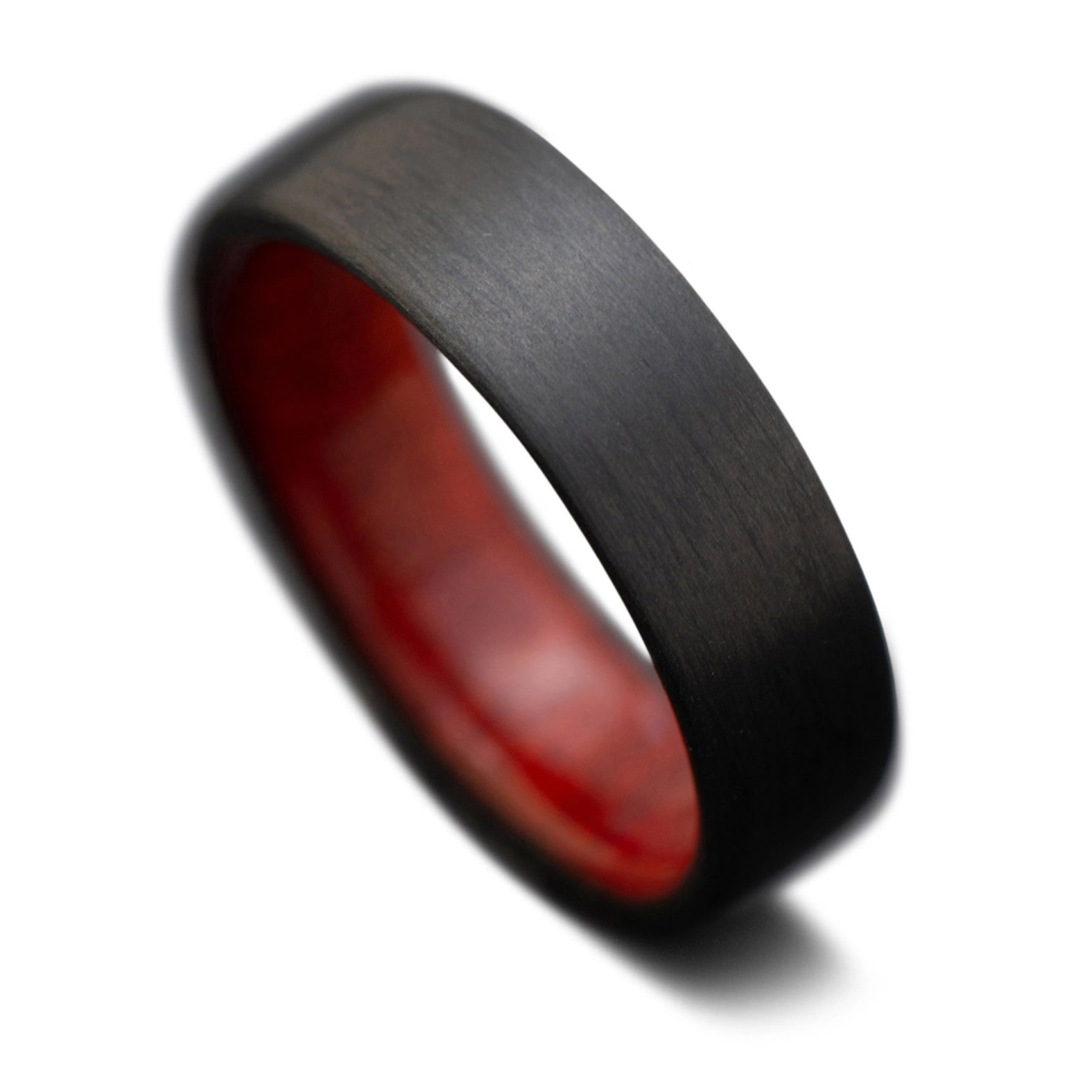 Carbon Fiber Ring with Bloodwood Sleeve | Men's Wedding Band | 7mm