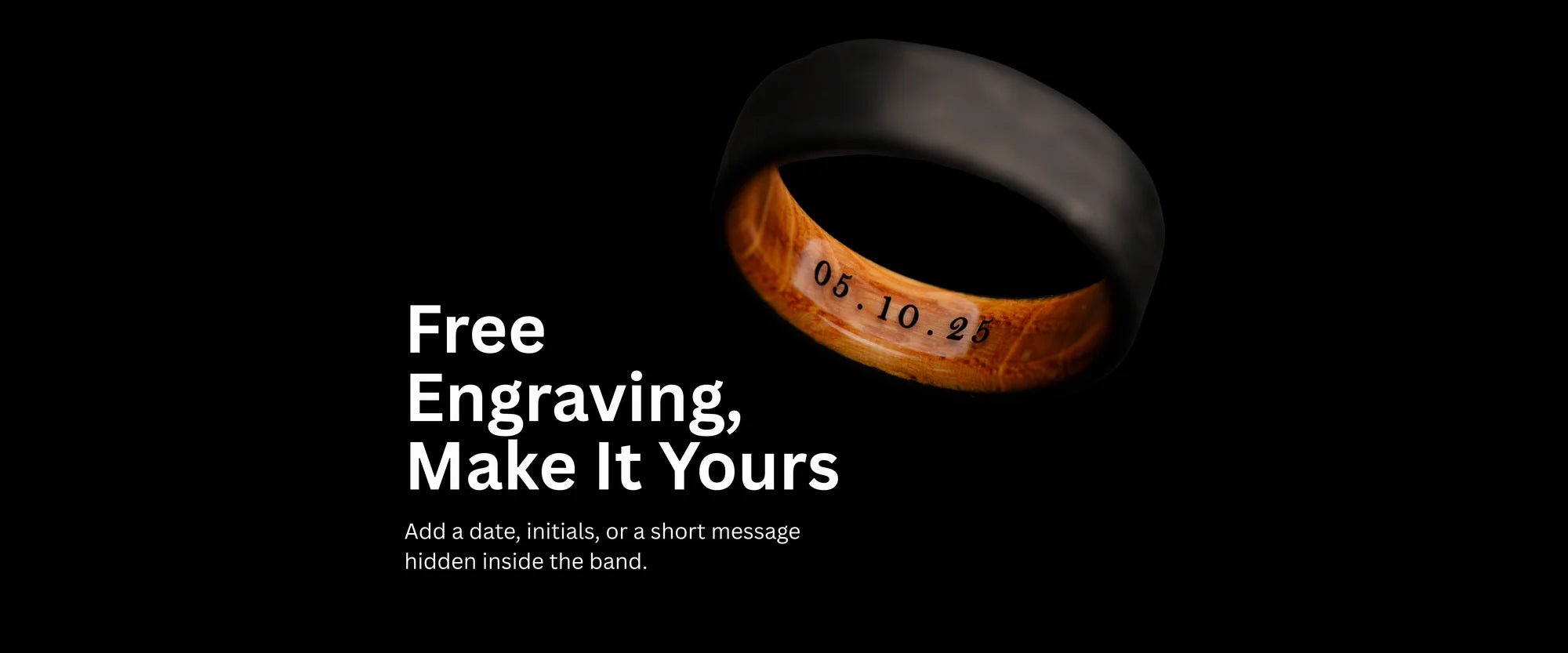 Wedding ring with custom date engraved inside the band.