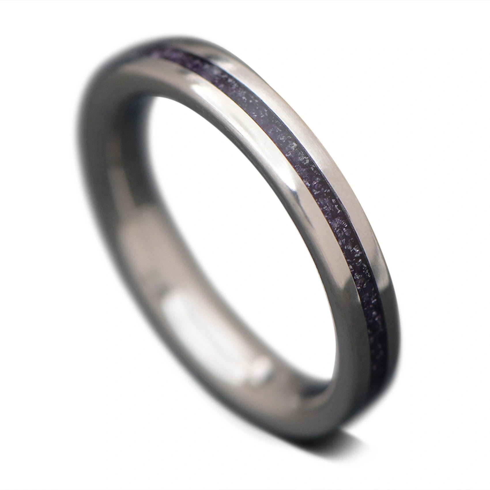 Titanium core ring with Amethyst inlay, 3mm -THE ANCHOR