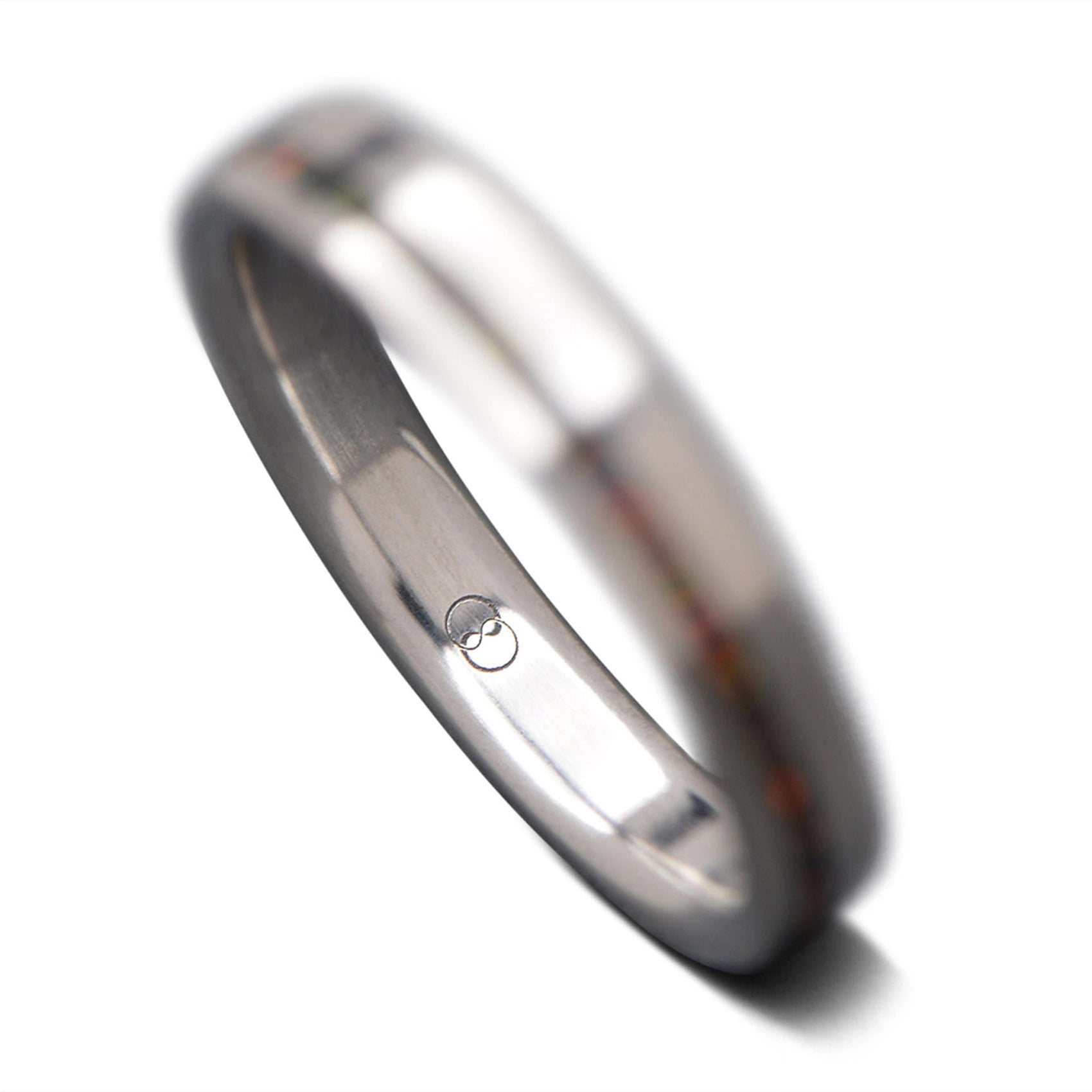 Unique Titanium Wedding Band with Black Fire Opal Inlay | 4mm 
