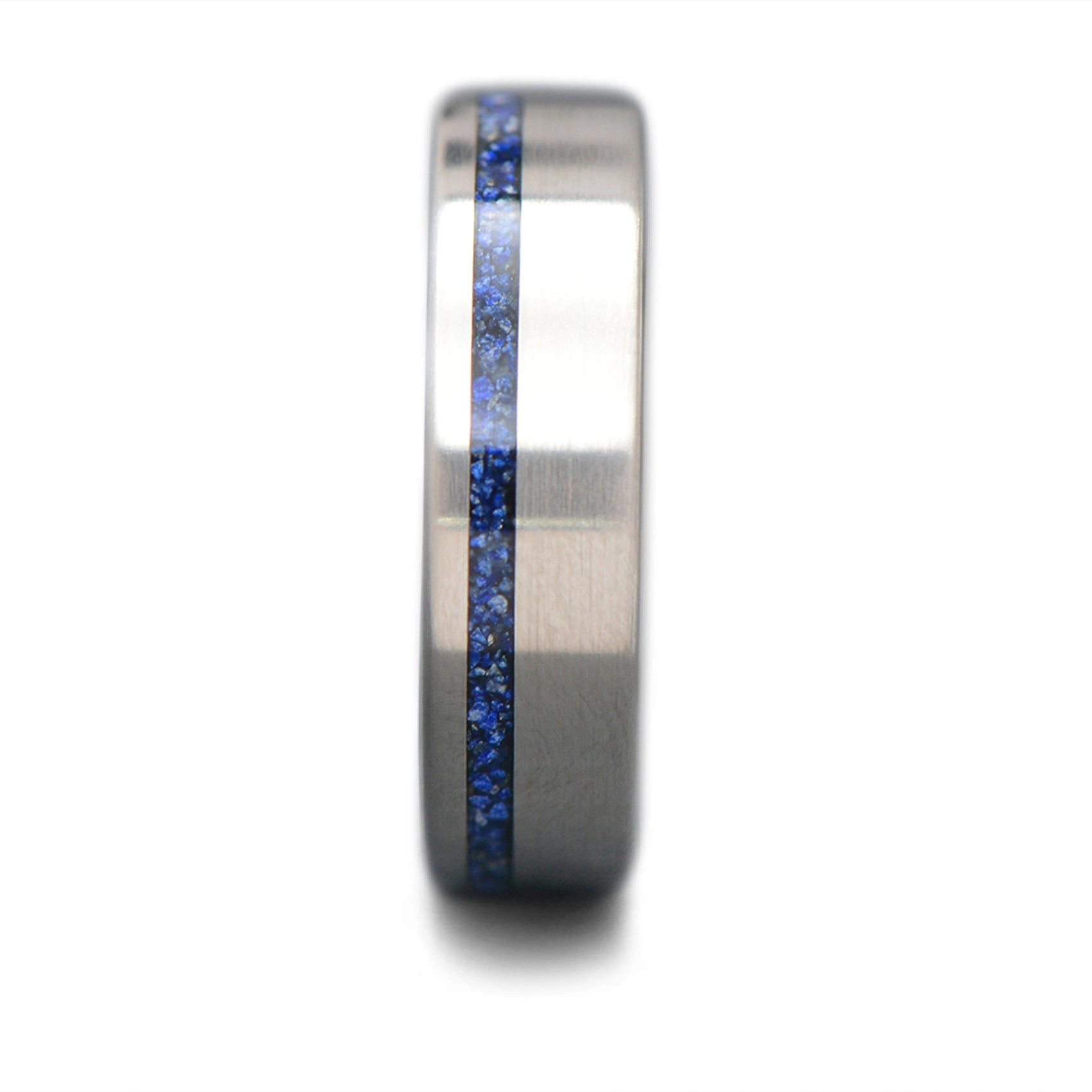 Back of Titanium Core Ring with Lapis Lazuli inlay, 6mm -THE SHIFT