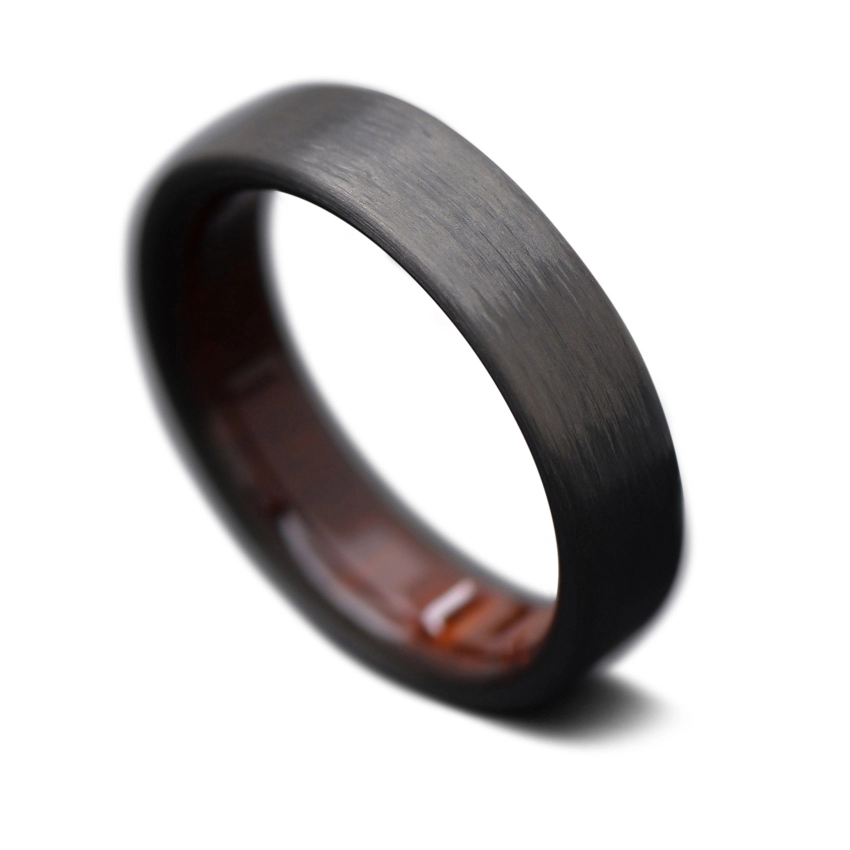 Carbon fiber ring with Purple Heart wood inner sleeve, 5mm -THE QUANTUM