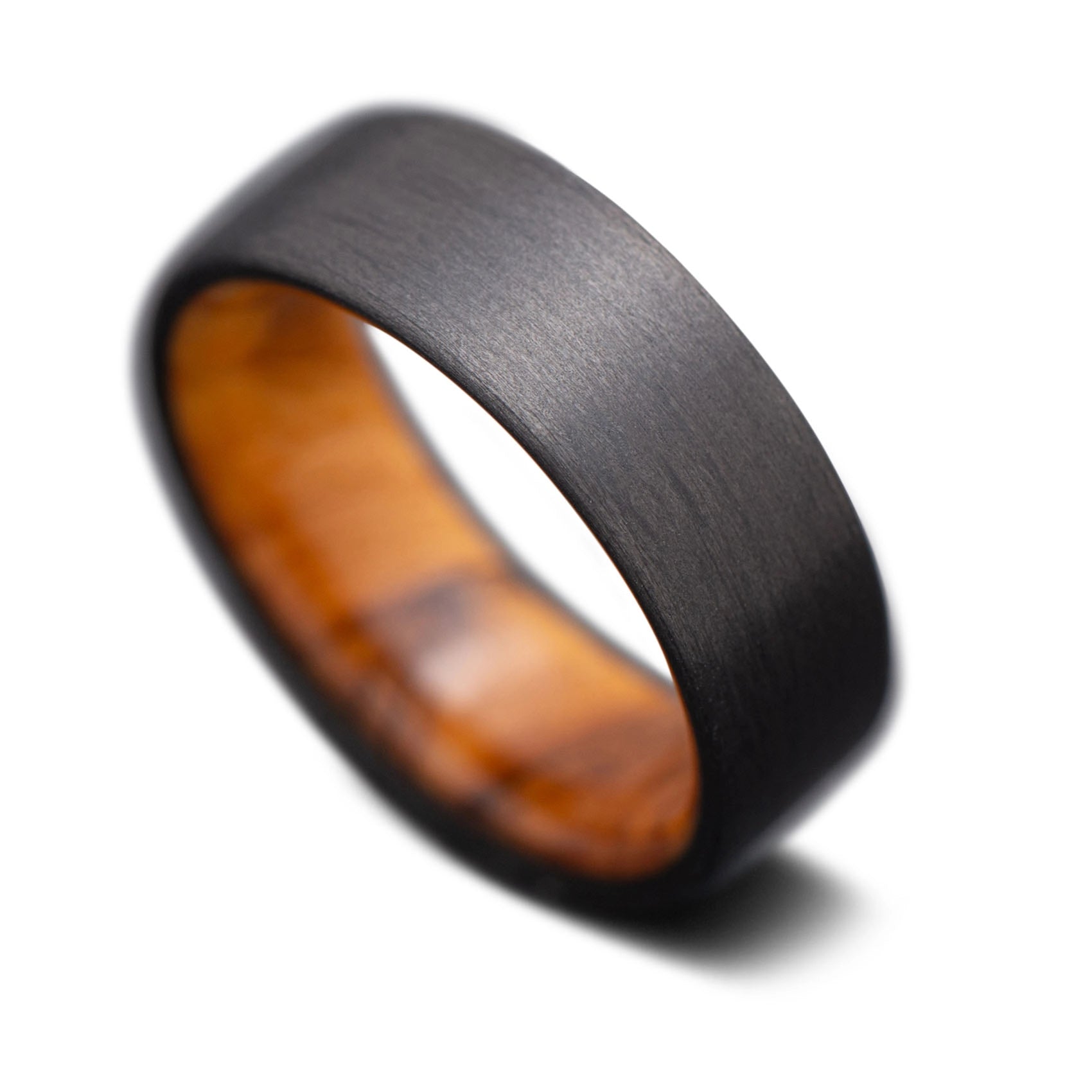Carbon Fiber Ring with Olivewood Sleeve | Men's Wedding Band | 7mm