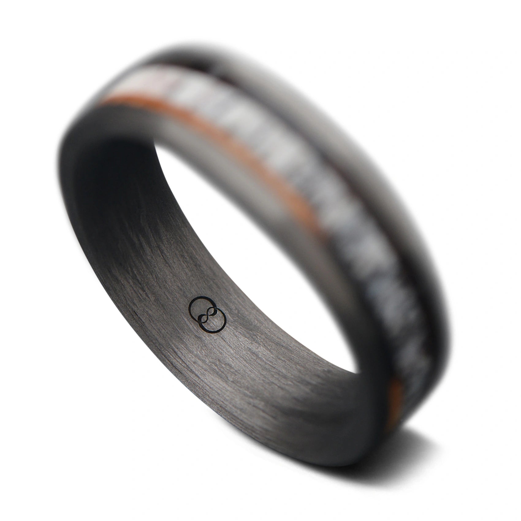 CarbonFiber Ring with Deer Antler and Wood Inlay | Men's Wedding Band