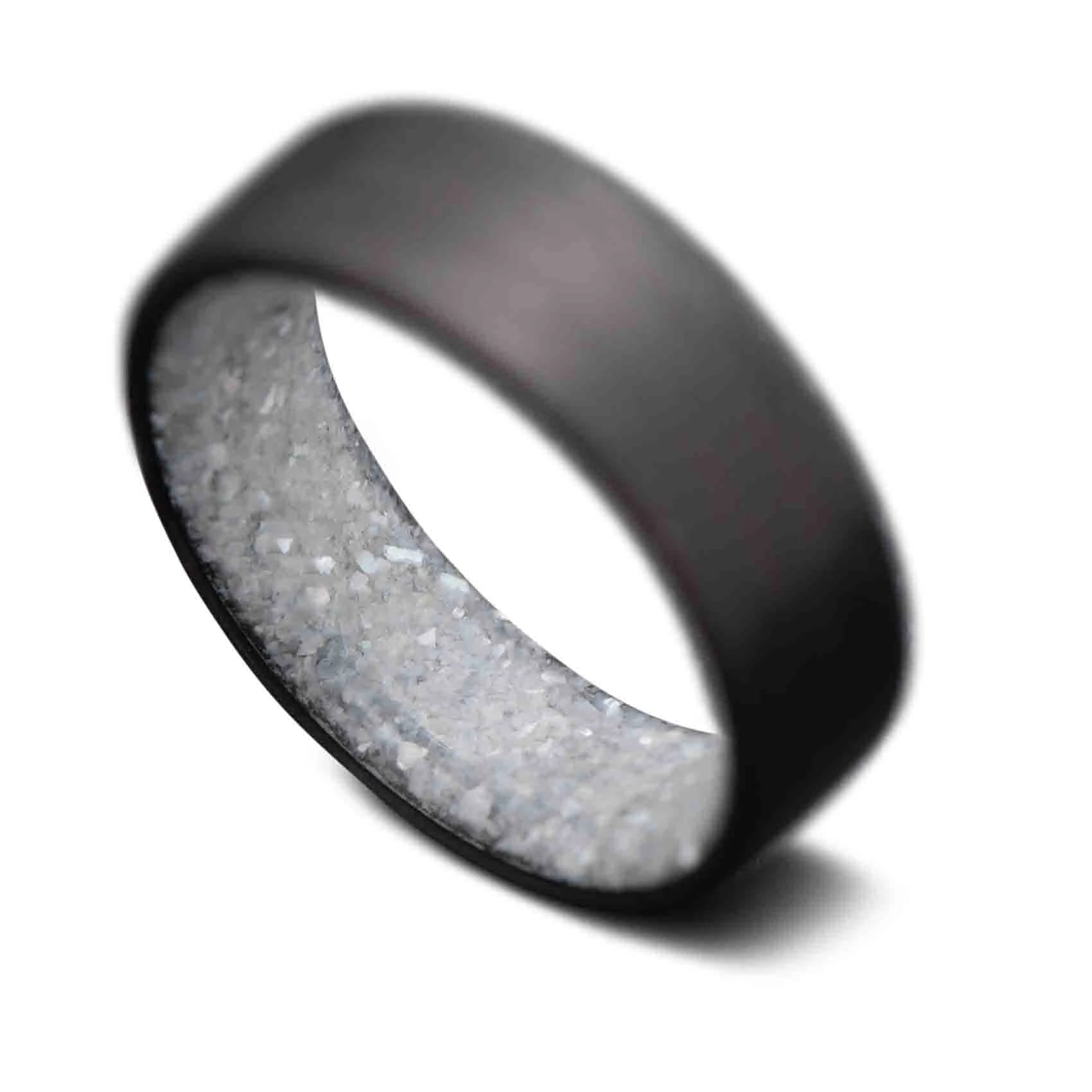 Carbon Fiber Ring with Mother Of Pearl Sleeve | Men's Wedding Band