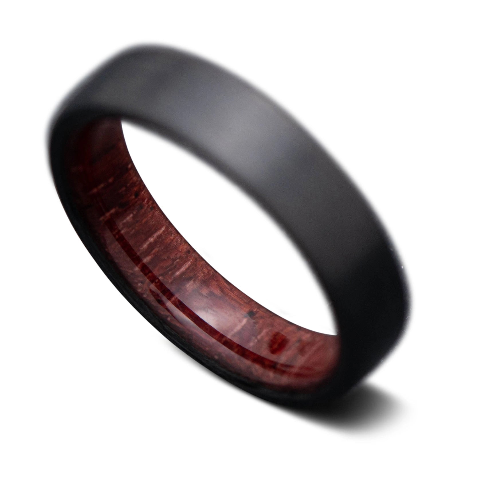 Back of Carbon fiber ring with Purple Heart wood inner sleeve, 5mm -THE QUANTUM