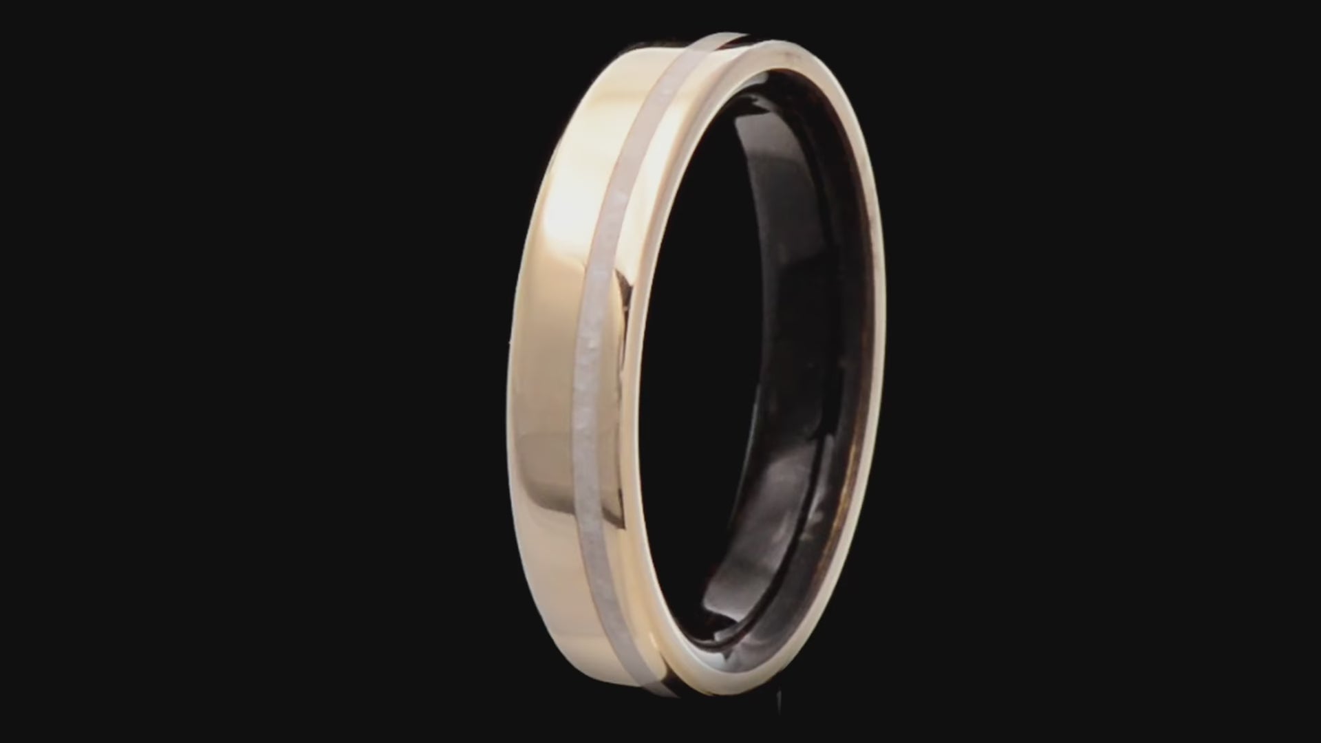 Video of Yellow Gold core ring with Pearl inlay and T-Rex inner sleeve, 5mm -THE COMMITMENT