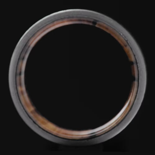 Black titanium wedding band with silver spalted birch inner sleeve, 7mm men's wedding ring, unique men's band, free engraving available.