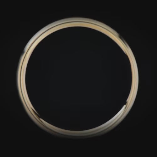 10KY gold mens wedding band with solid T-Rex central inlay, 7mm width, unique custom design, free engraving available