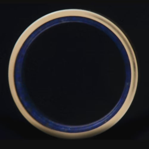 10KY gold wedding band with tiger's eye and lapis lazuli inlay, free engraving, 6mm men's unique custom design wedding ring.