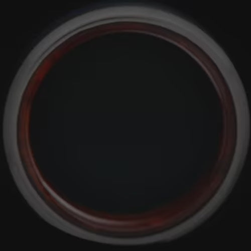 Titanium wedding band featuring lapis lazuli and amboyna wood inlays, 6mm mens ring with brushed bevel profile, free engraving available.