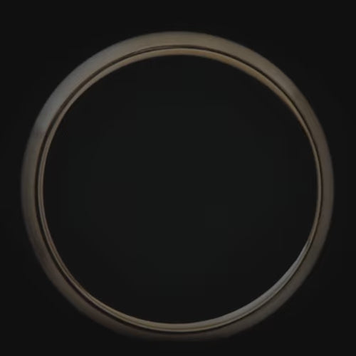 10KY gold wedding band with malachite inlay, 8mm mens ring, brushed domed profile, unique custom design, free engraving available