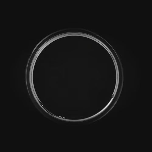 Black titanium wedding band with 14K white gold inlay and faceted finish, 7mm mens ring, unique design, free engraving available.