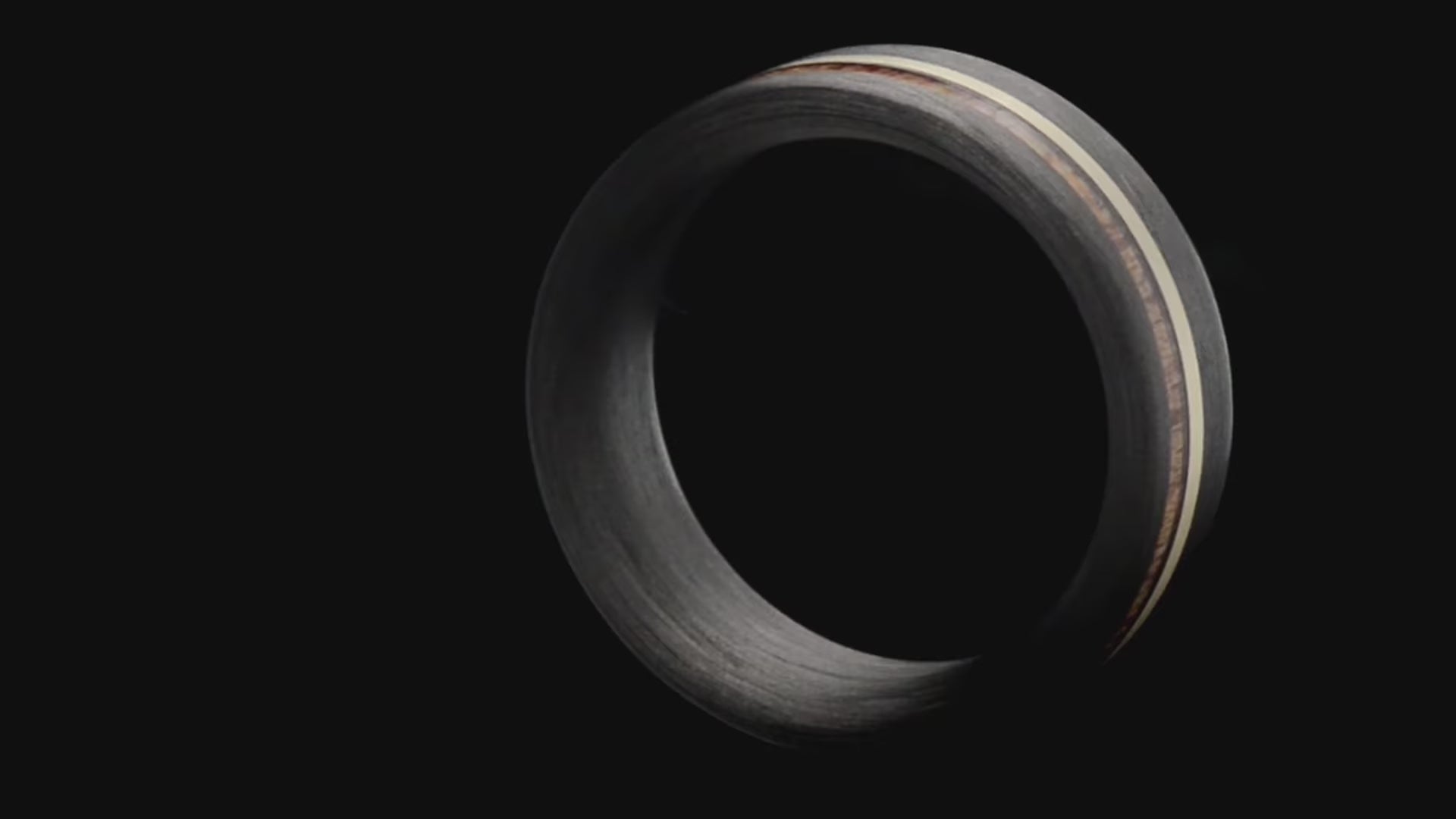 CarbonFiber Ring with 14K Gold and Mahogany Wood Inlay | Men's Wedding Band