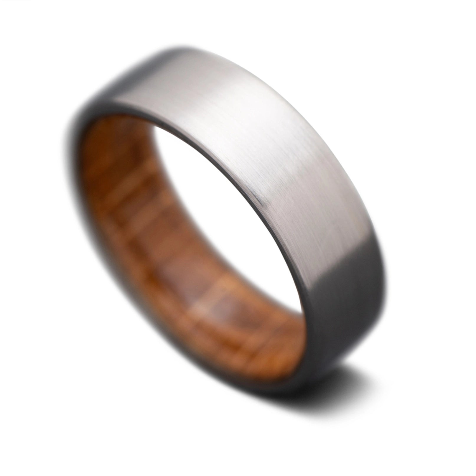 Titanium Core ring with Whiskey Barrel Oak inner sleeve, 7mm -THE TITAN