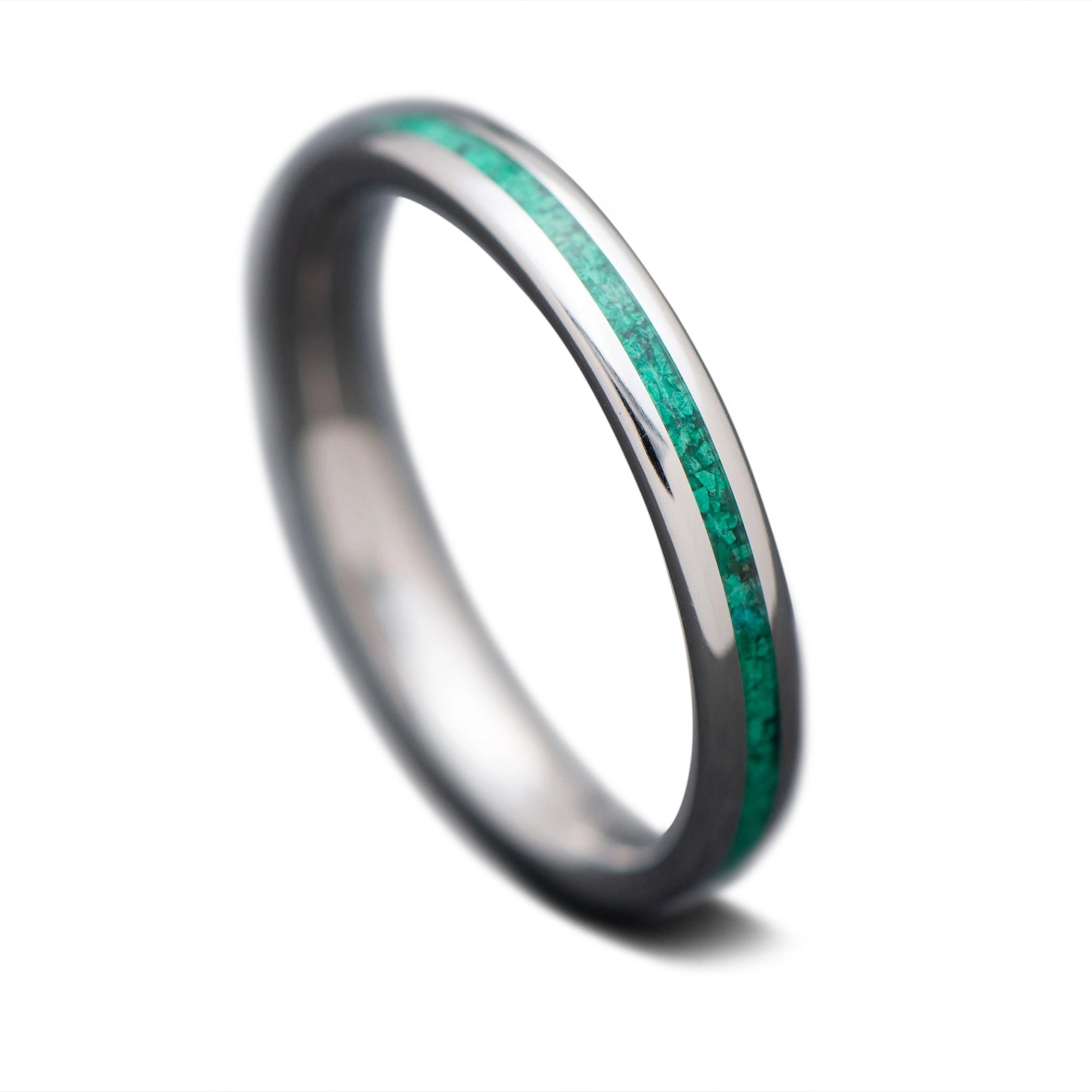 Titanium core ring with Malachite inlay, 3mm -THE ANCHOR