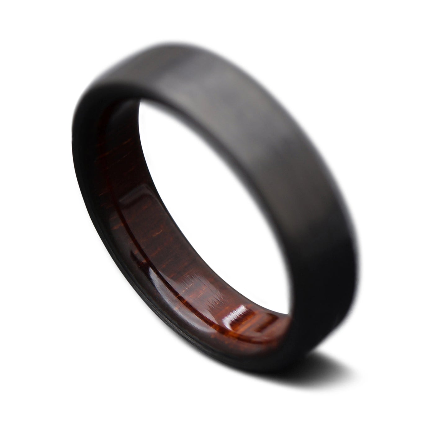 Back of CarbonUni Core Ring with Koa inner sleeve, 6mm -THE QUANTUM