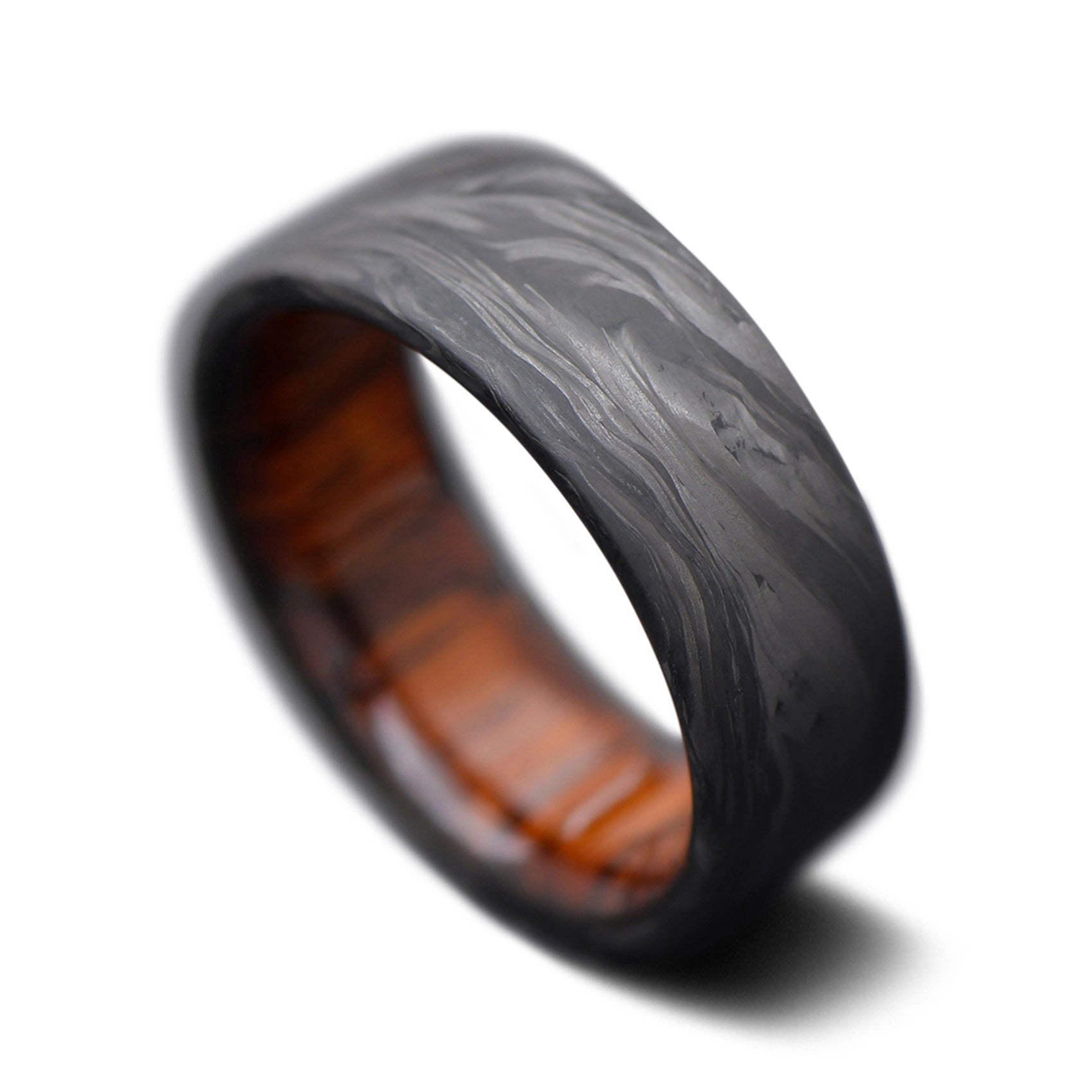 CarbonForged Core Ring with  Teak inner sleeve, 8mm -THE QUEST