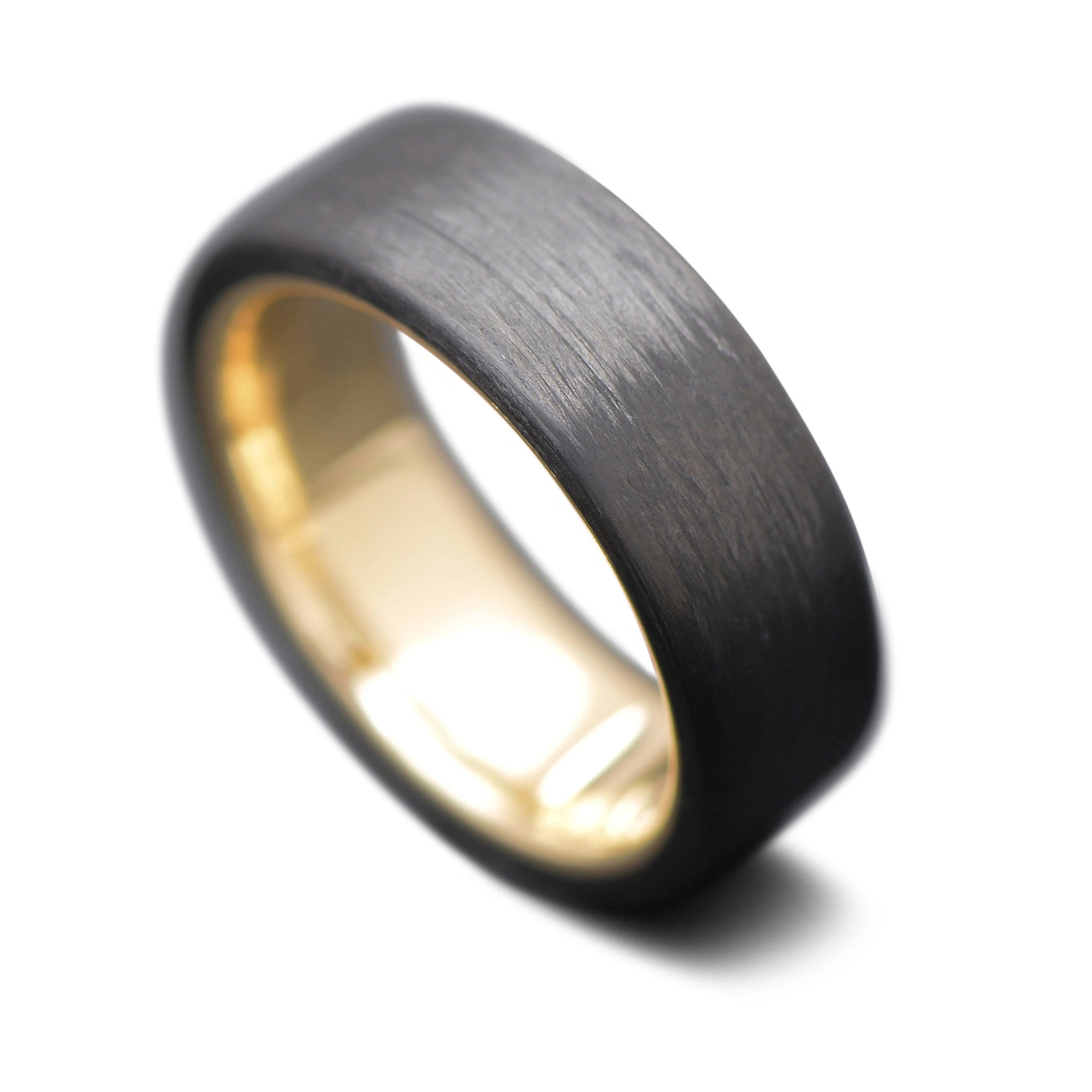 CarbonUni Core Ring with Yellow Gold inner sleeve, 7mm -THE QUANTUM