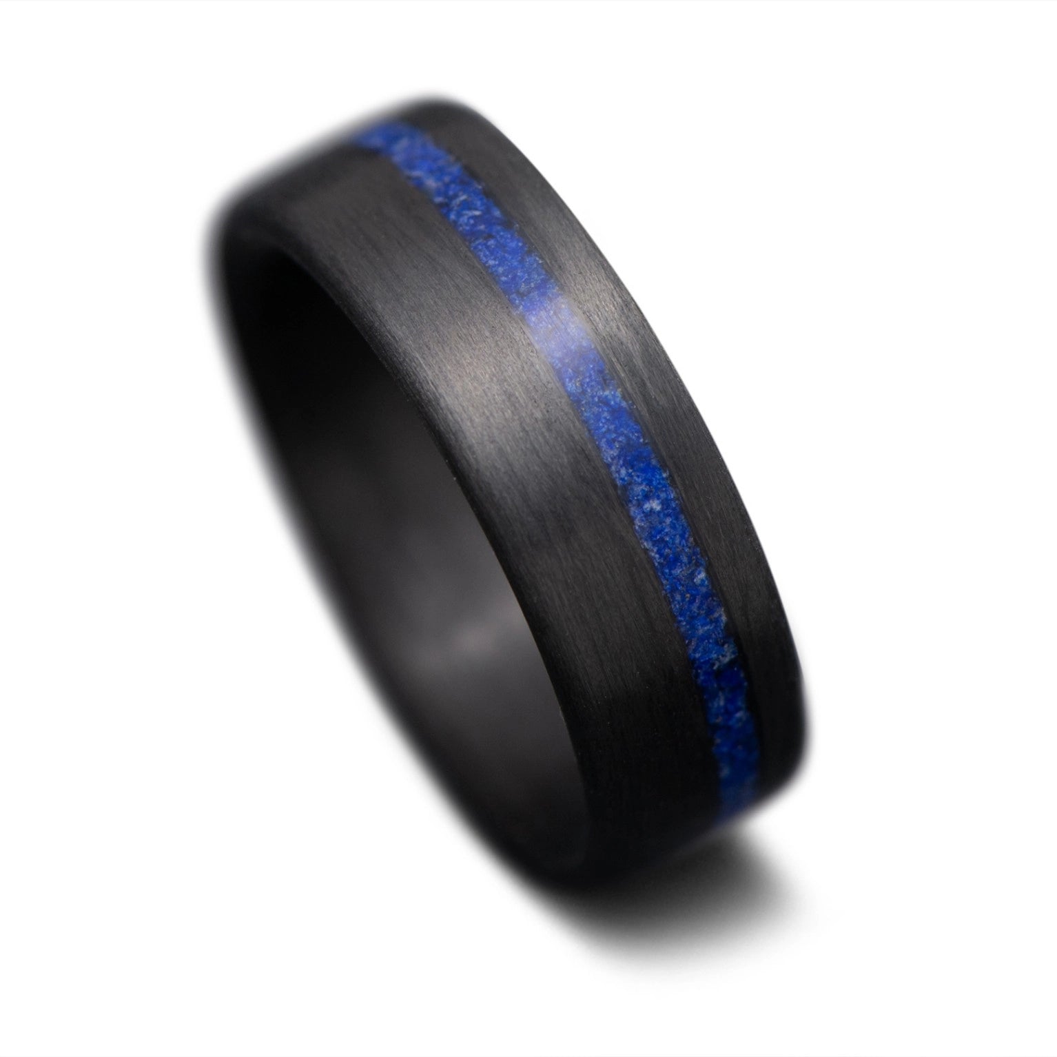 Carbon Fiber Ring with Lapis Lazuli Inlay | Men's Wedding band