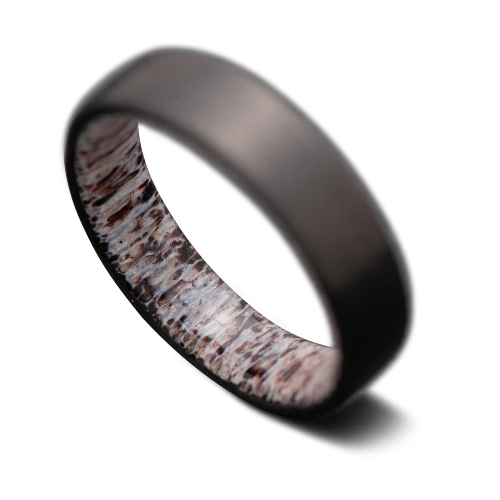 Carbon Fiber Ring with Deer Antler Sleeve | Men's Wedding Band | 5mm